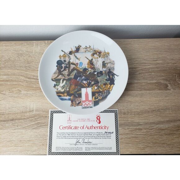 Vintage The Offical 1980 Summer Olympic Games Plate Limited Edition - Picture 1 of 5